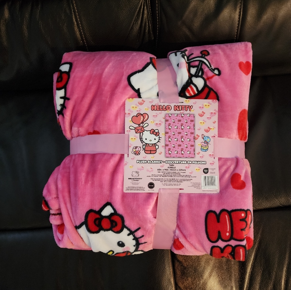 Twin size Hello kitty valentines blanket
